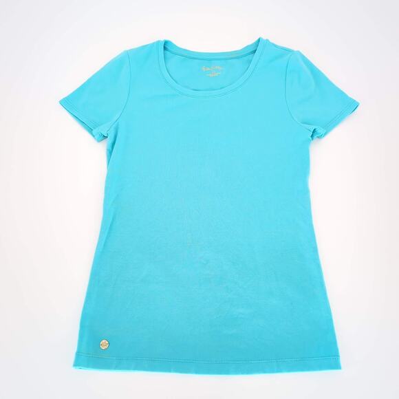 Lilly Pulitzer Turquoise Haley Crew Neck Top Short Sleeve T-Shirt/ Tee - Size XS - Picture 5 of 11